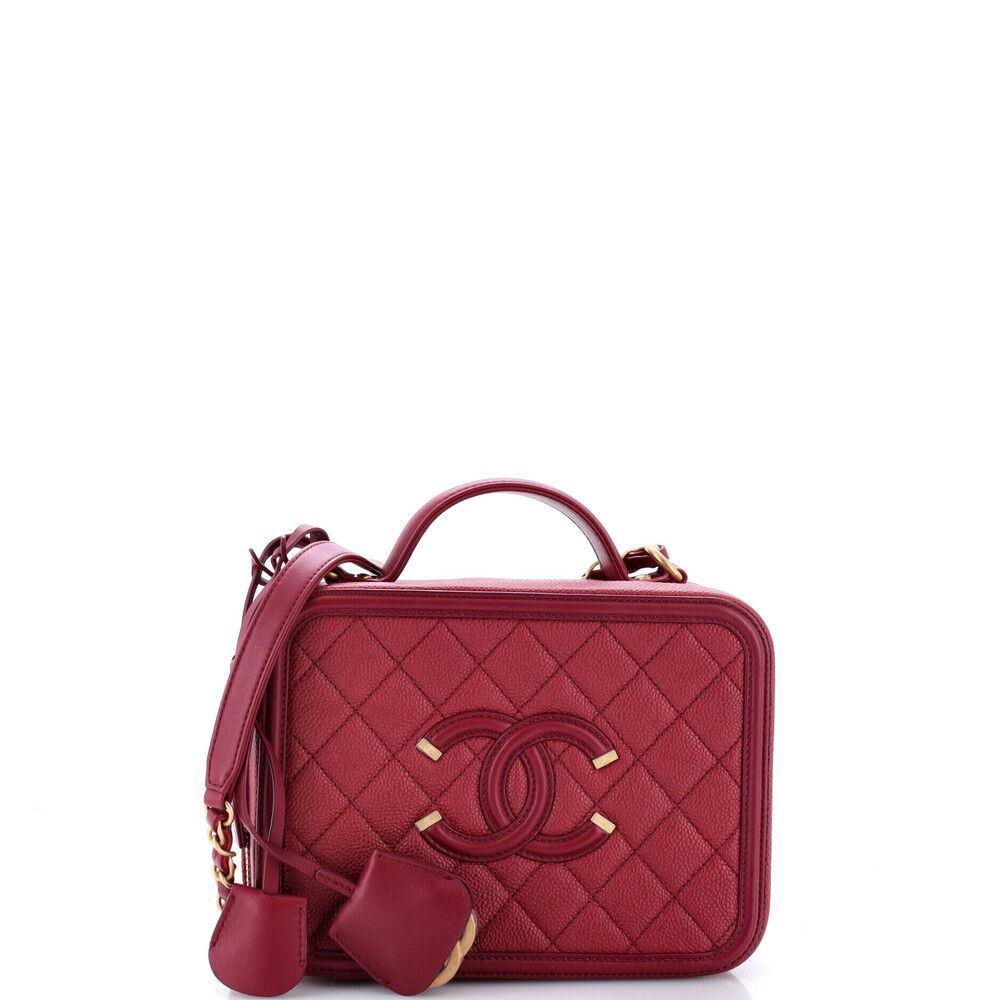 Chanel Medium Filigree Vanity Case Quilted Caviar